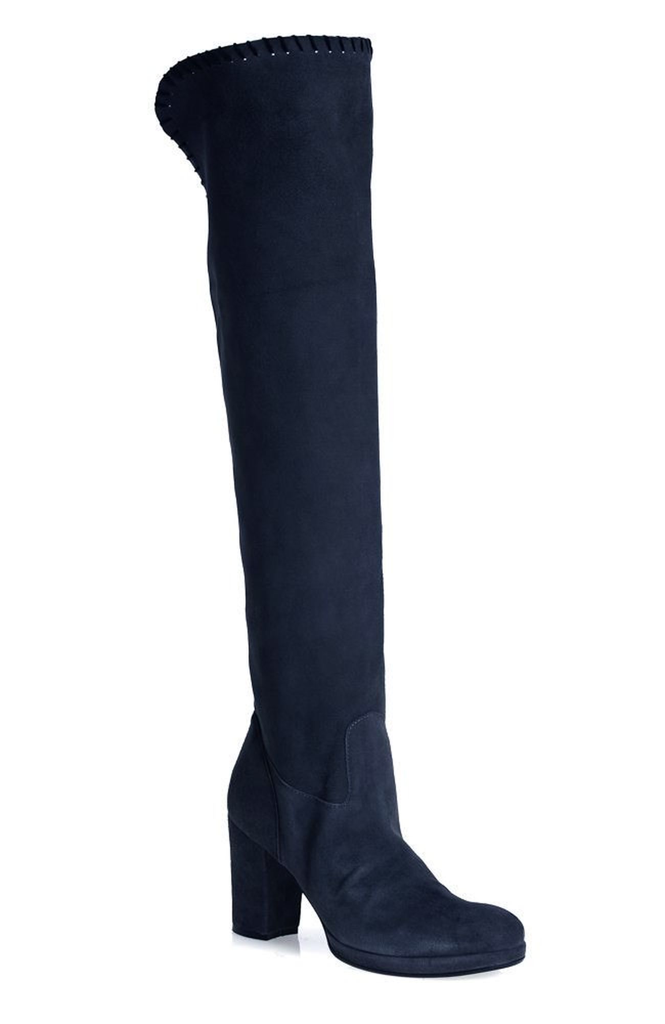 Suede boots with heel navy blue colour Michele Negri Firenze